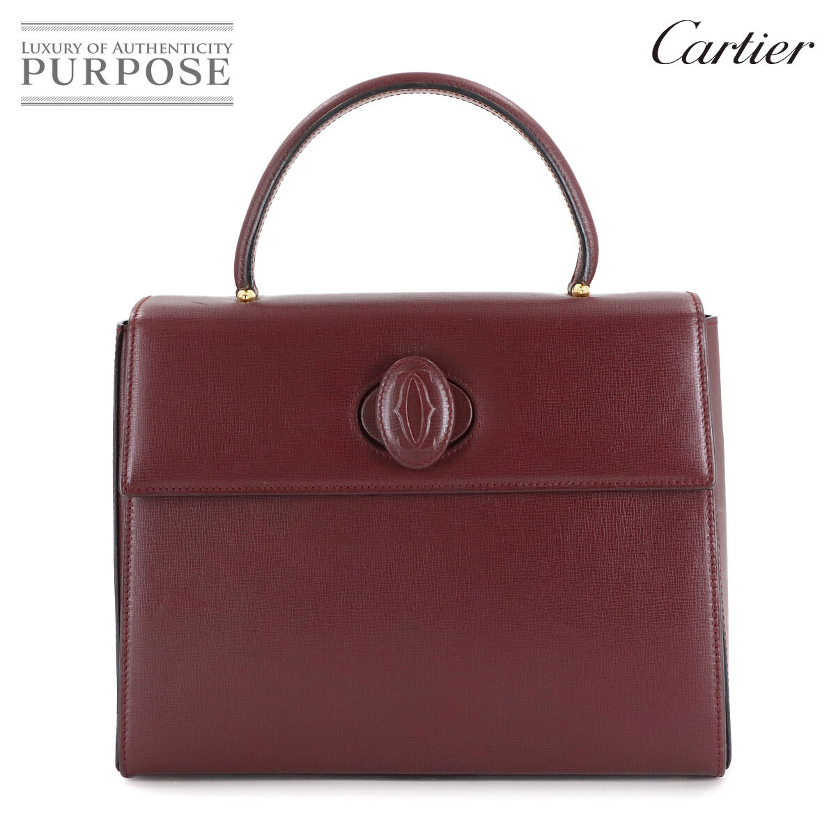 カルティエ Cartier マストライン ハンド バッグ レザー ボルドー ゴールド 金具 Must Hand Bag 90305738拍卖