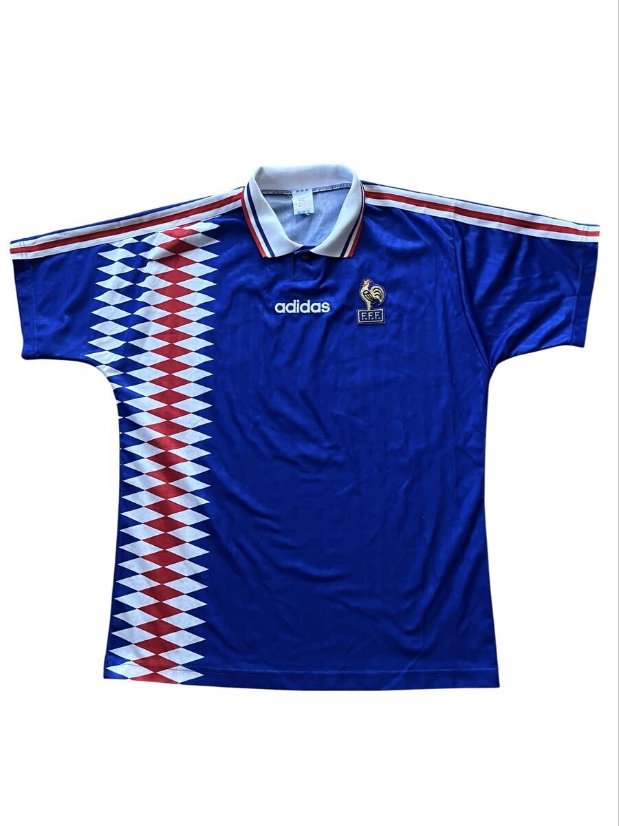 ●●1円~!! adidas アディダス 1994年 フランス代表 ユニフォーム サッカーシャツ ゲームシャツ サイズL 青●●拍卖