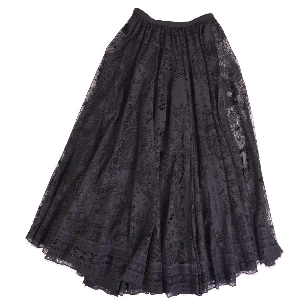 極美品 クリスチャンディオール Christian Dior スカート 2024 ロングスカート 総レース シルク ボトムス 34(XS) 黒 cd05do-rm20e37938拍卖