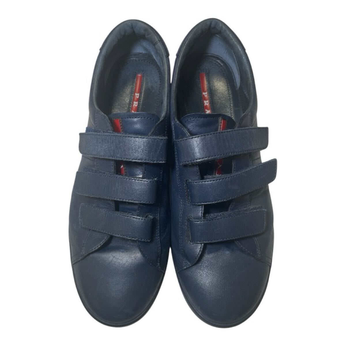 PRADA SPORT 3 velcro leather flat shoes 美品 プラダスポーツ スニーカー ベルクロ ネイビー レザー 高級 希少 サイズ8拍卖