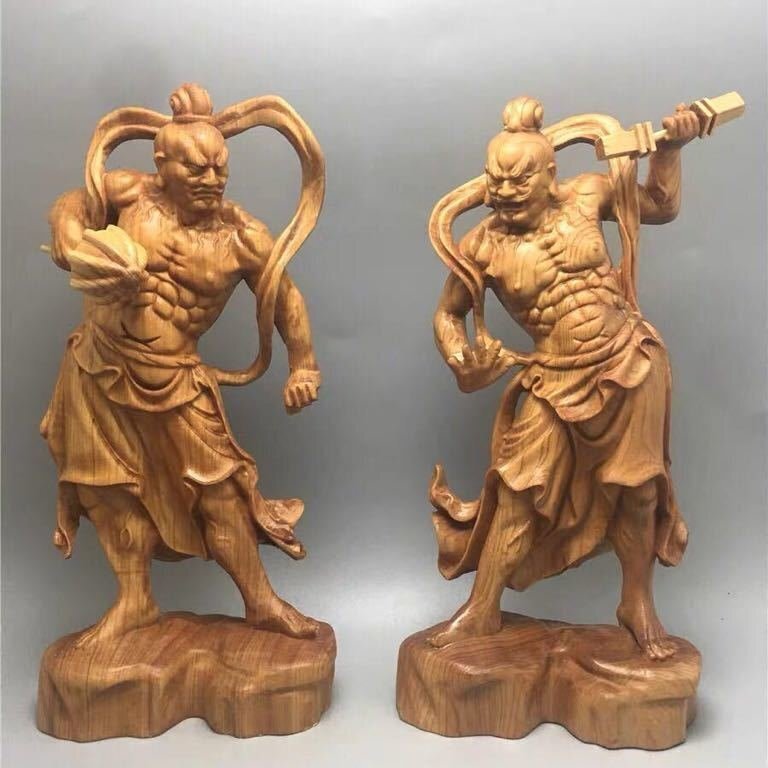 木彫★総柘植材 木彫仏像 仏教美術 精密細工 金剛力士像 仏師手仕上げ品拍卖