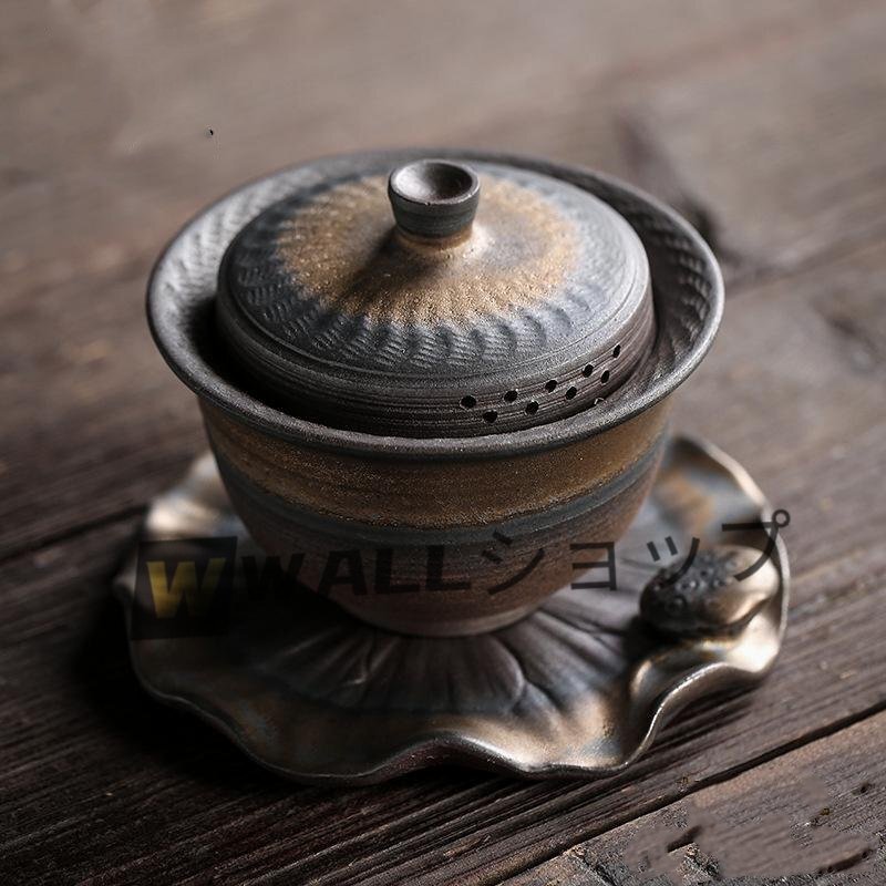 新入荷職人手作り 蓋付茶器 茶托付 金鉄釉 携帯式 軽量 茶具セット 茶道 中国茶道具 工夫茶 湯呑み 贈り物 お礼 来客拍卖