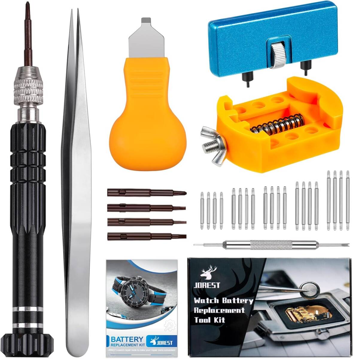【JOREST】腕時計 電池交換 工具、時計工具セット、 時計バンド/ベルト 交換工具、時計の裏蓋オープナー、 時計修理、時計アク拍卖