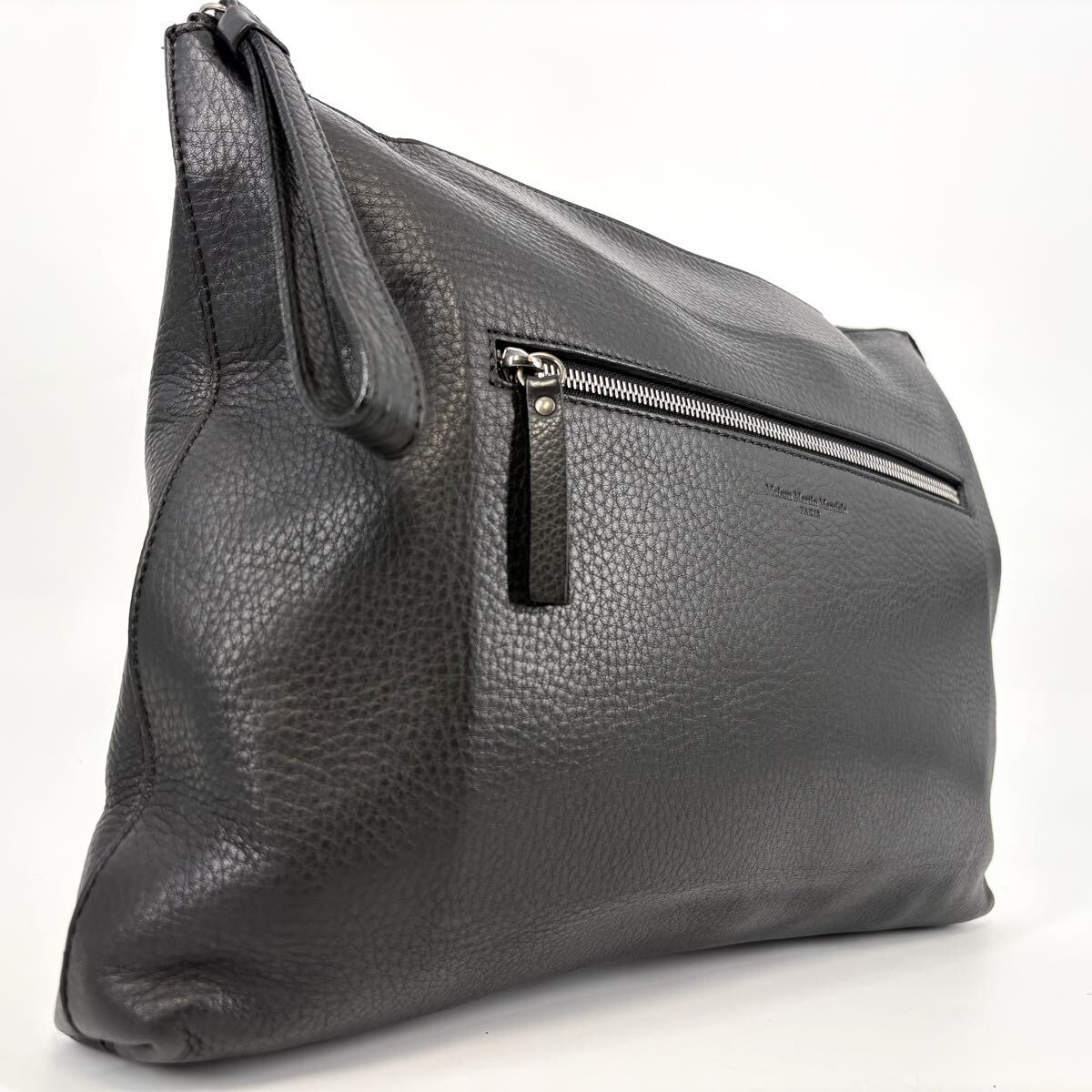 極美品/A4可 Maison Margiela メゾンマルジェラ セカンドバッグ クラッチバッグ 大容量 ハンド ビジネス メンズ オールレザー ブラック 黒拍卖