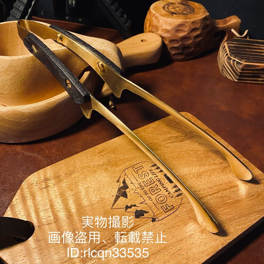キャンプ ステンレス製ゴールド キッチントング シリコン 木製断熱ハンドル 調理トング 焼き肉 調理器具 トング バーベキュー アウトドア拍卖