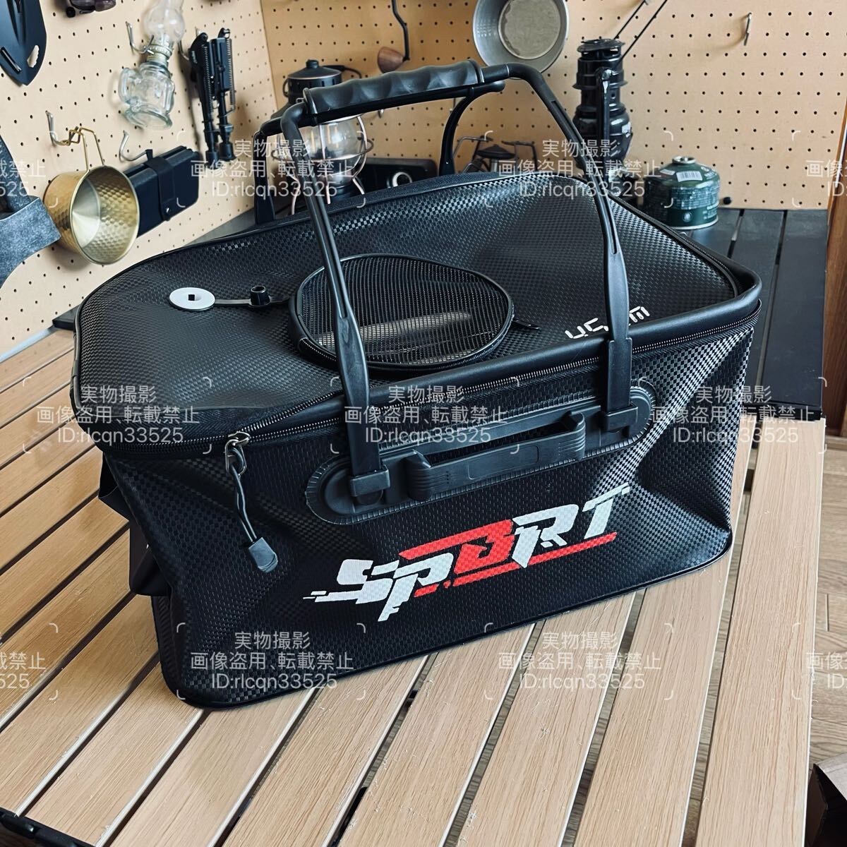 釣り用バケツ 釣りバッカン 活かし高温圧着 30L 大容量 フィッシングバケット 強靭耐摩耗 メッシュ蓋付 折りたたみ式 魚収納 45×23×26cm拍卖