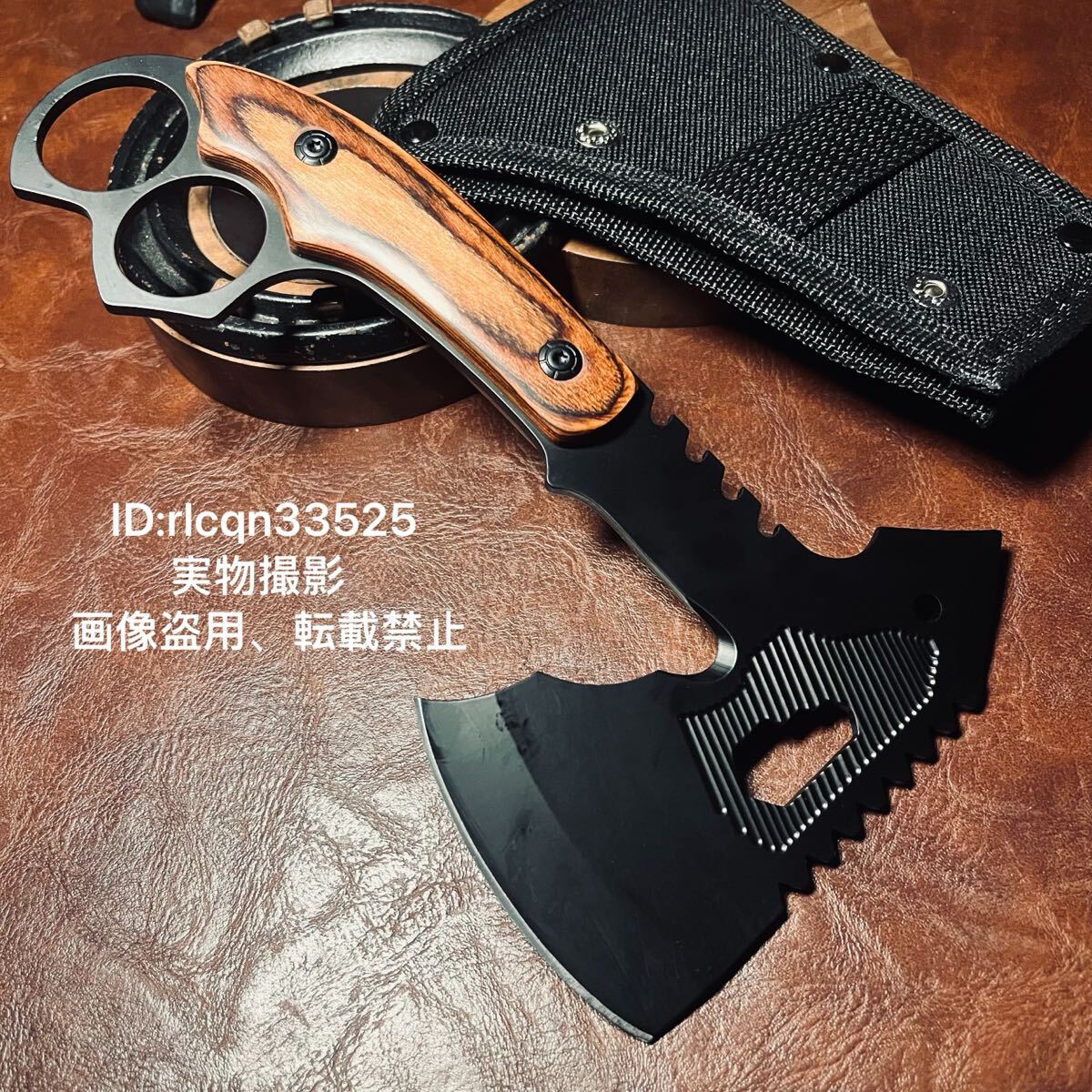 アウトドア用 薪割り手斧 鋼製 焚き火斧 木製柄 21cm キャンプ 野外登山 サバイバル拍卖