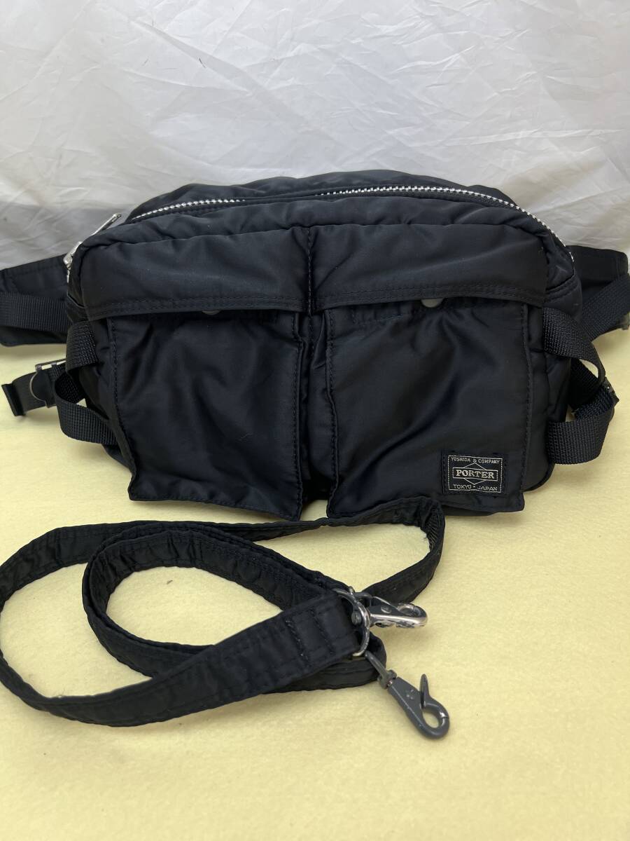 【美品】【正規品★本物】ポーター タンカー ボディバッグ PORTER TANKER 2WAYウエスト バッグ 622-08302 ブラック 黒 ショルダー拍卖