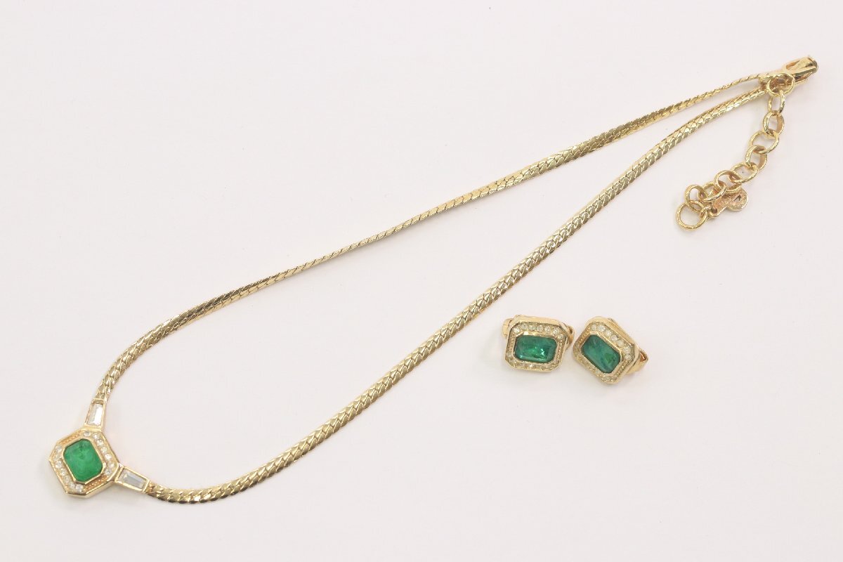 【2点】Christian Dior クリスチャン ディオール ゴールドカラー ストーン イヤリング ネックレス アクセサリー レディース まとめ 1745-K拍卖