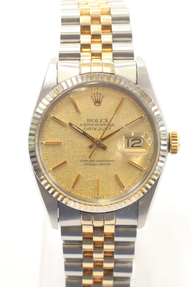 【不動品】ROLEX ロレックス DATEJUST デイトジャスト 16013 Cal.3035 54番台 7桁 YG×SS 自動巻き デイト メンズ 腕時計 2420-HA拍卖
