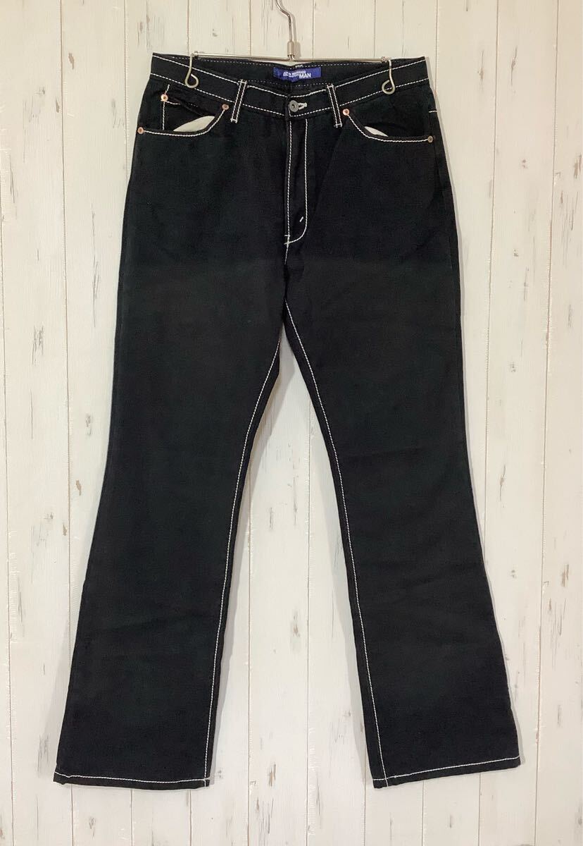N-1706 JUNYA WATANABE COMME des garons ジュンヤワタナベ コムデギャルソン カラーパンツ L ブラック ブーツカット 日本製拍卖