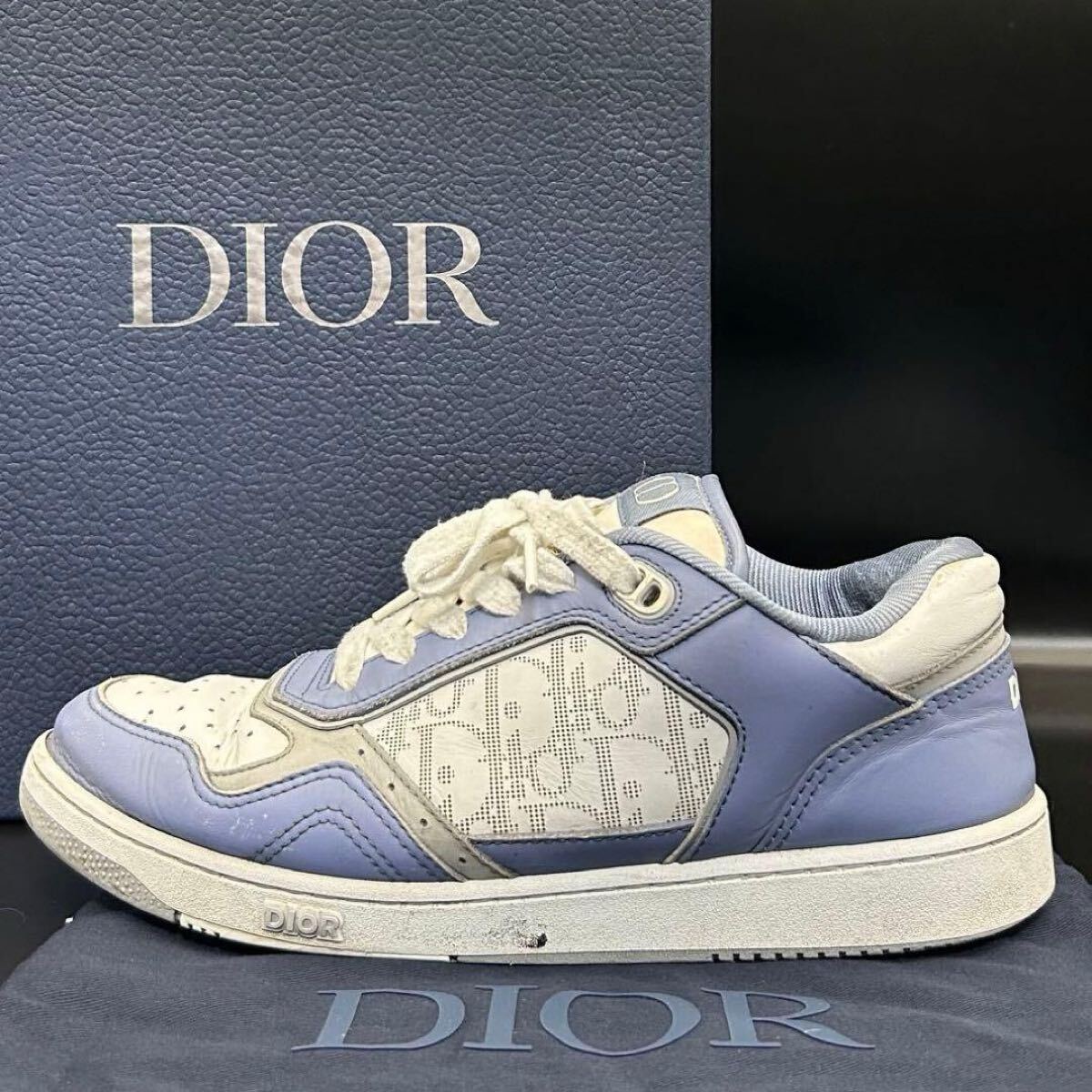 1円【24年製】Dior ディオール ロートップスニーカー B27 オブリーク トロッター ロゴ メンズ レザー ホワイト 白 シューズ 靴 26cm相当拍卖
