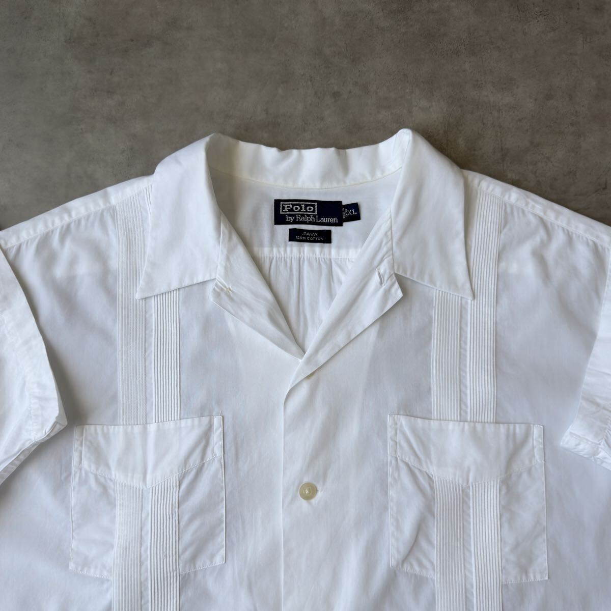 POLO ポロ ラルフローレン 半袖 キューバシャツ XL JAVA ホワイト 白 コットン ビンテージ アロハ caldwell clayton 90s拍卖