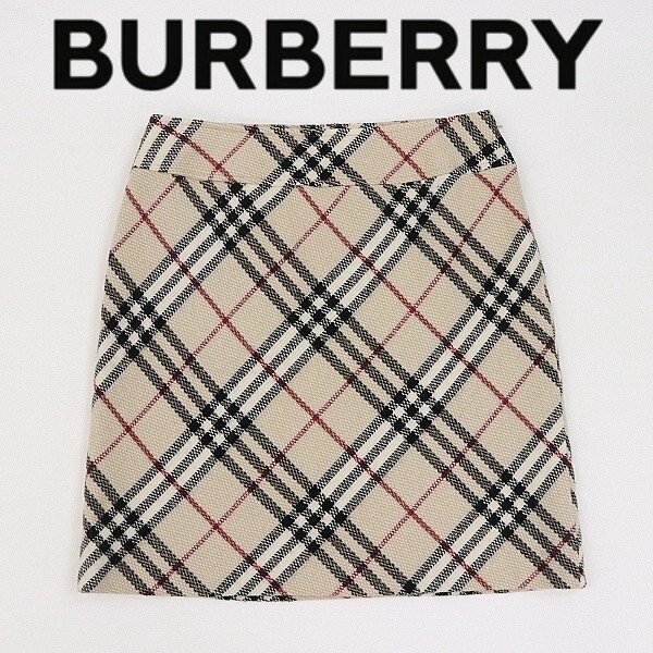 【KB939】美品 国内正規品◆BURBERRY LONDON バーバリー ロンドン ノバチェック柄 ウール スカート ベージュ 44拍卖