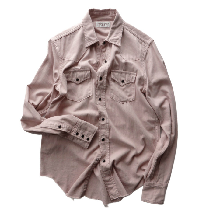サンローラン (SAINT LAURENT) コットン ウエスタン シャツ #S ピンク DR35 496109 メンズ ウェア(中古)拍卖