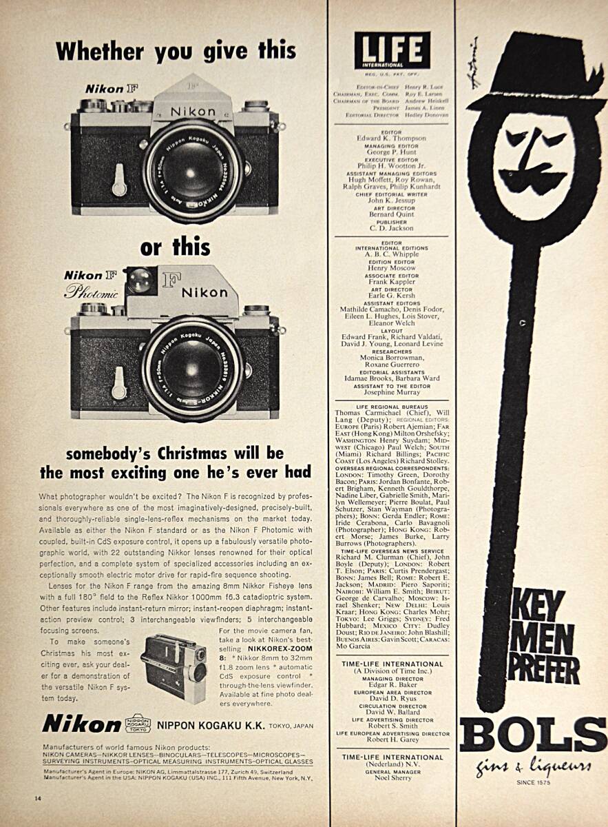 稀少・広告!1963年ニコン カメラ広告/Nikon F Camera/昭和レトロ/C拍卖