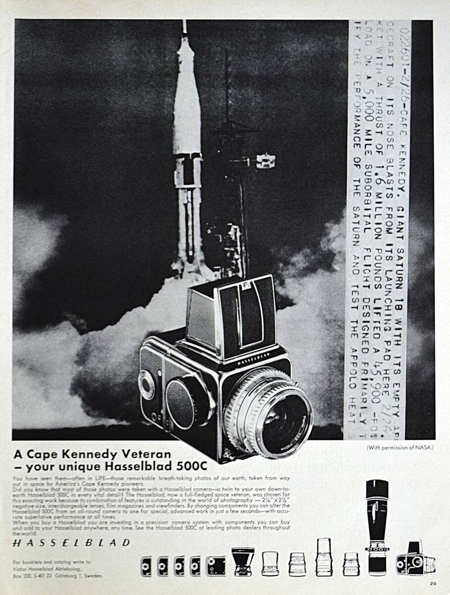 稀少・カメラ広告!1968年ハッセルブラッド カメラ広告/Hasselblad 500C camera/ケネディ宇宙センター/C拍卖