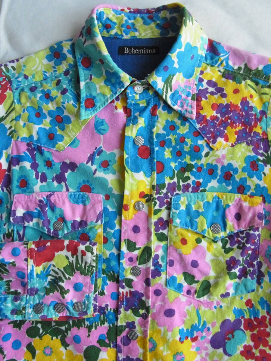 Bohemians ボヘミアンズ フラワープリント ウエスタンシャツ サイズ 0/XS 日本製拍卖