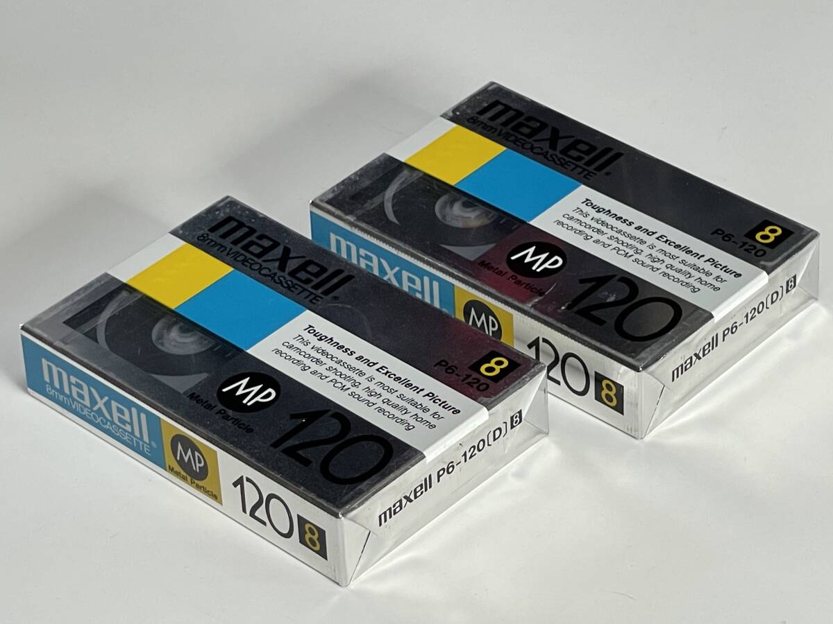 !! maxell 8mm VIDEO CASSETTE / METAL PARTICLE // P6 -120 / maxell ビデオカセットテープ P6 - 120 / 2本 !! 未使用品拍卖