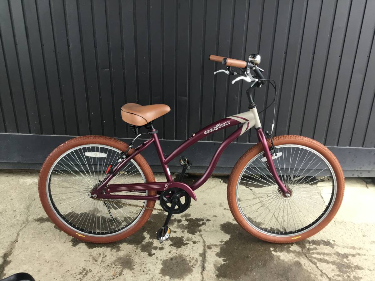 △ q 岐阜発/ ビーチクルーザー/ 26インチ/ GOOD YEAR/ 自転車/ 走行確認/ 現状品/ 管10u/ R8.5/6 △拍卖