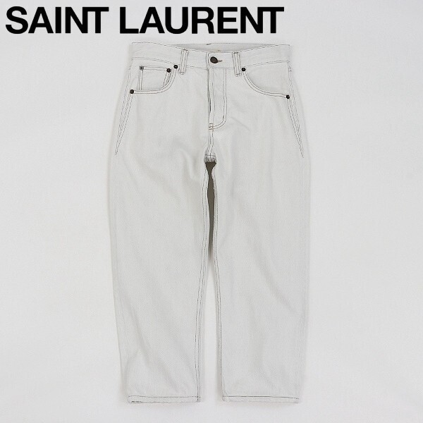 【FA799】国内正規品◆Saint Laurent サンローラン ダメージ加工 クロップド デニム パンツ ジーンズ 28拍卖