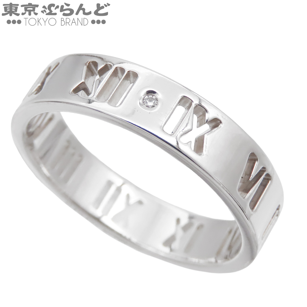 101859370 ティファニー TIFFANY&Co. アトラス リング ホワイトゴールド K18WG ダイヤモンド 4PD 19.5号相当 指輪 メンズ 仕上済拍卖