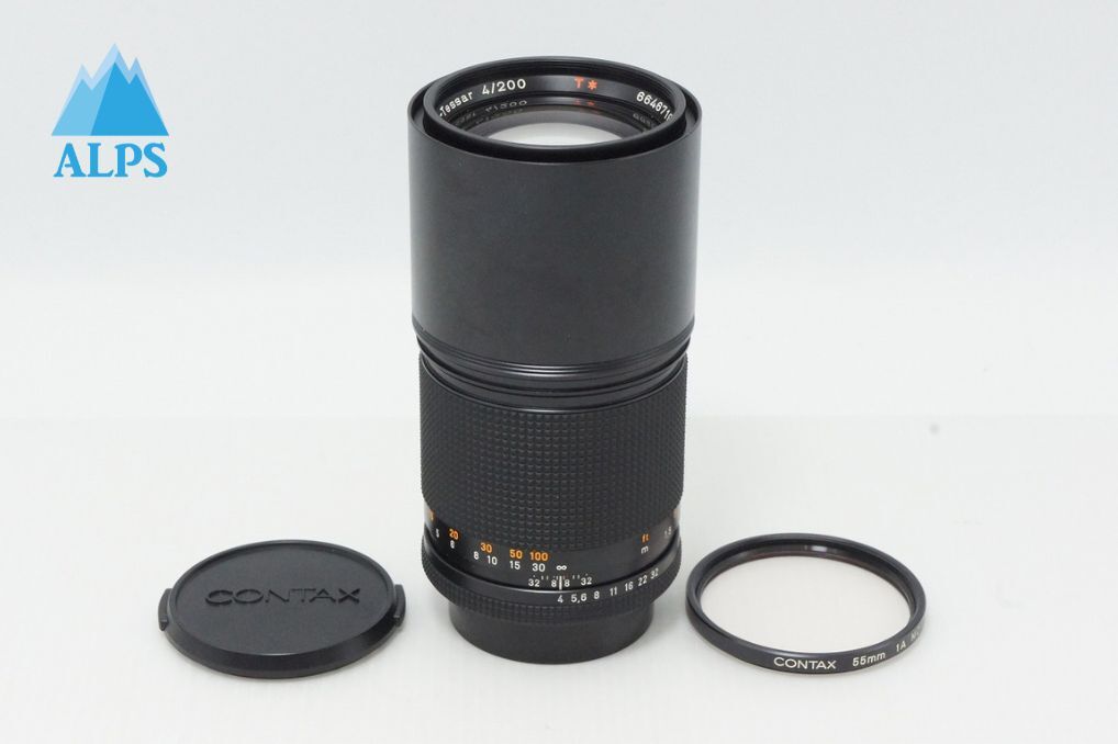 美品 CONTAX Carl Zeiss Tele Tessar T* 200mm F4 AEG ヤシコンマウント CY Mount 純正フィルター付 260513bd【アルプスカメラ】拍卖