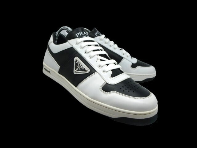◆本物保証◆PRADA◆プラダ◆メンズ/2026年(167,200円)/ダウンタウン/レザー/スニーカー/シューズ/革/靴/白黒/27.5㎝前後(9)★☆極美品☆★拍卖