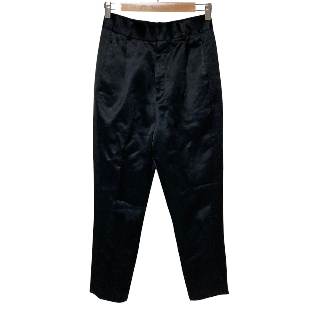 美品 SAINT LAURENT PARIS サンローランパリ サテン テーパード タックパンツ 590989 サイズF36 ブラック拍卖