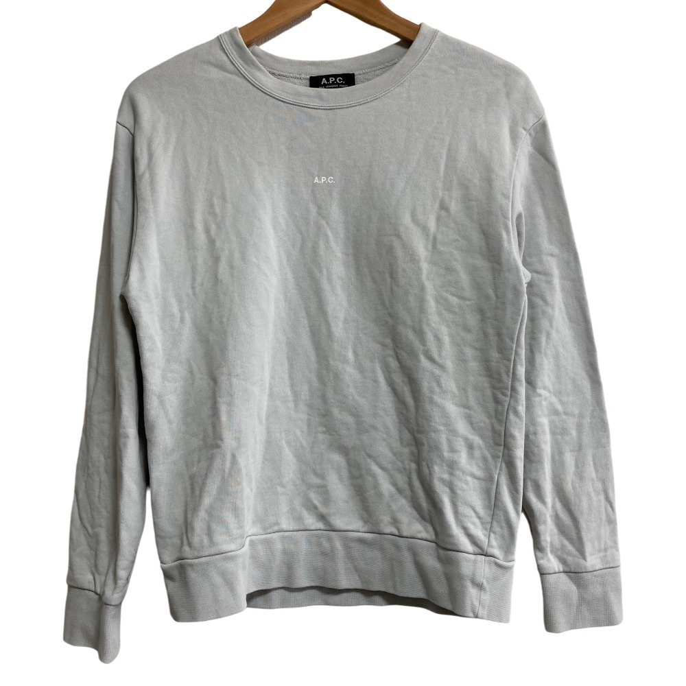 良品 A.P.C. アーペーセー ロゴプリント スウェット トレーナー サイズXS ライトグレー拍卖