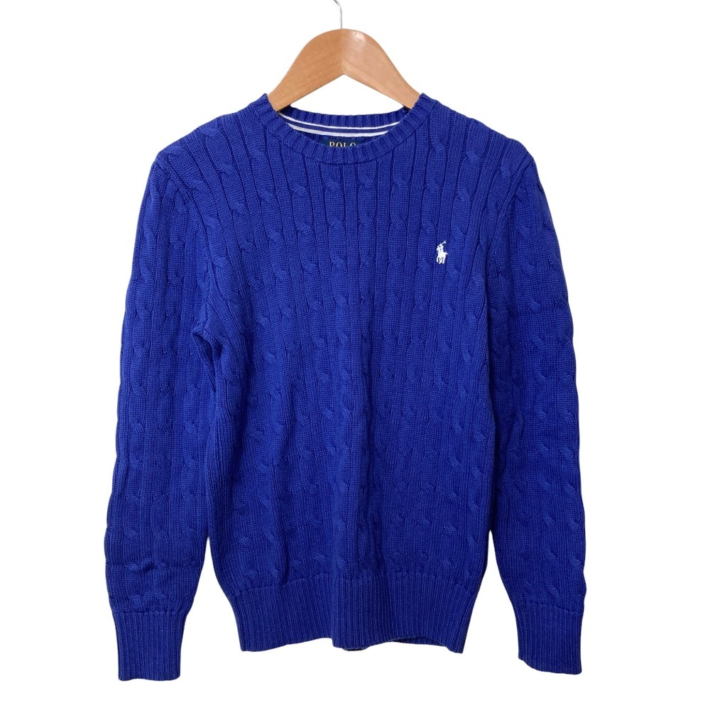 美品 POLO RALPH LAUREN ポロラルフローレン キッズ ケーブルニット セーター サイズM ブルー拍卖