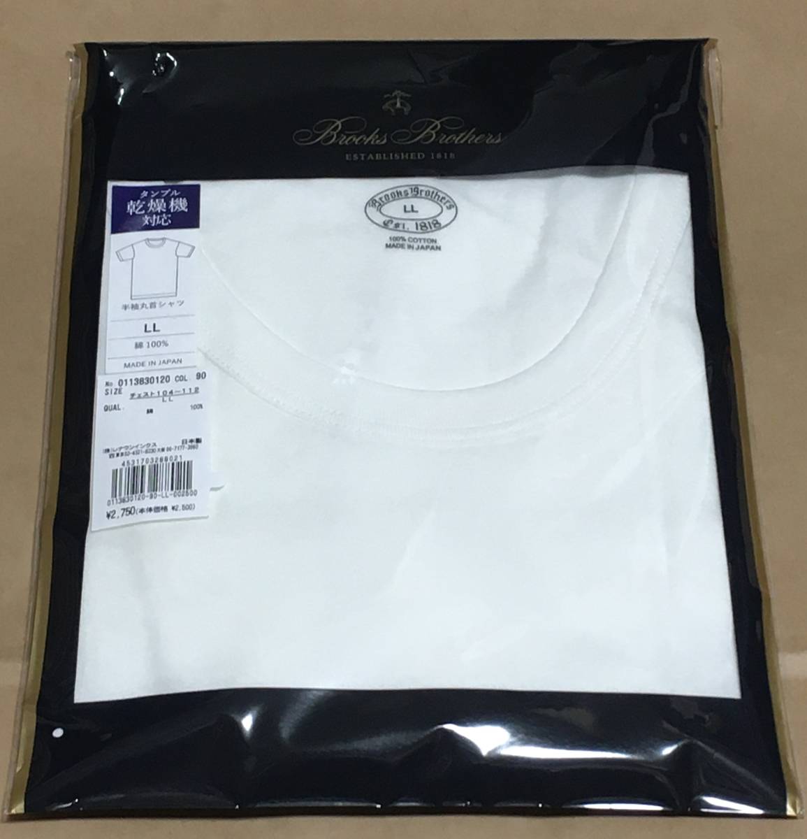 BROOKS BROTHERS 半袖 丸首シャツ 日本製 綿100% LL ブルックスブラザーズ拍卖