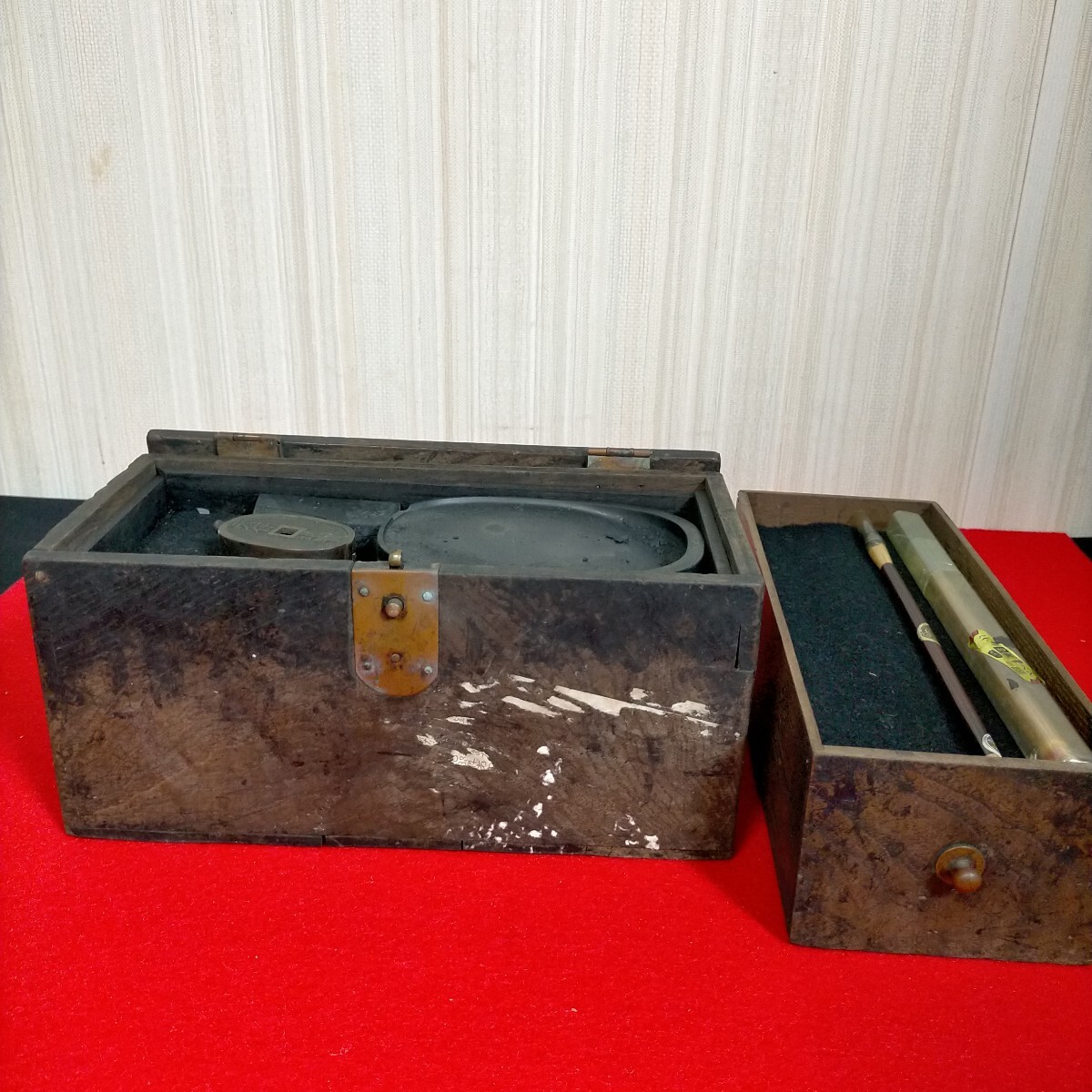 ● 硯箱 小引き出し 書道道具 昭和レトロ●B−10拍卖