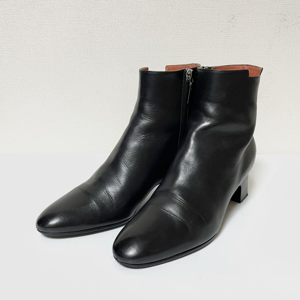 HERMES デマルシュ ブーツ レザー サイドジップ 36 ブラック 黒拍卖