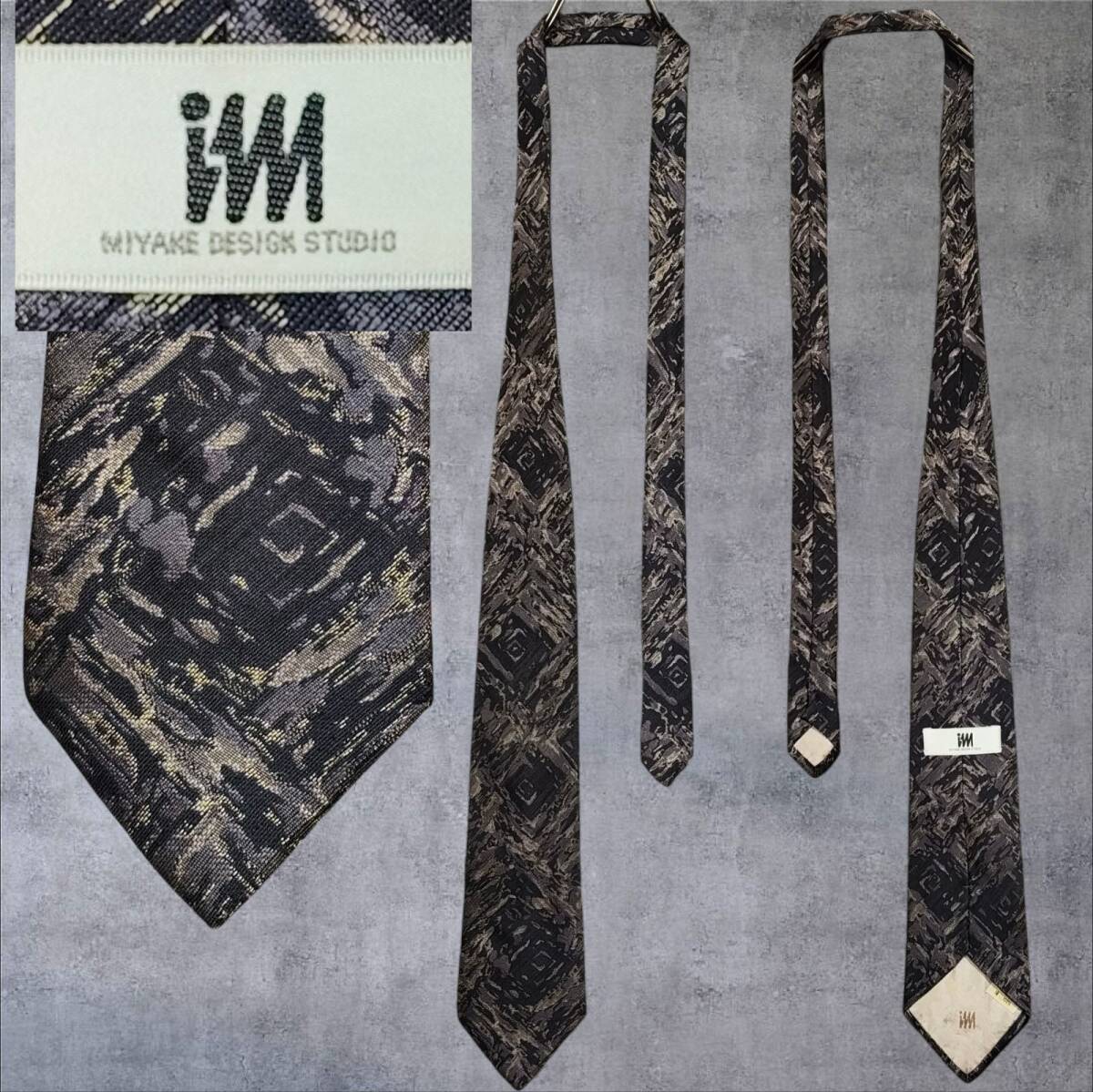90s IM MIYAKE DESIGN STUDIO イッセイミヤケ ネクタイ vintage geometric silk necktie archive mode OURS 深水光太 モーガン蔵人 ローズ拍卖