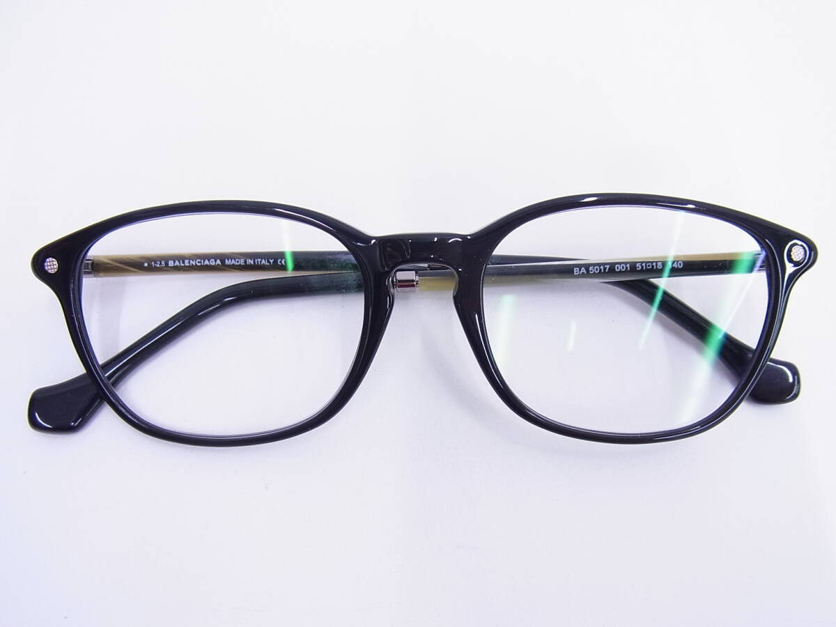 3823 ブランド祭 BALENCIAGA バレンシアガ 度入り眼鏡 イタリア製 BA5017 001 51□18 140 ブラック 黒 めがね メガネ 中古品拍卖
