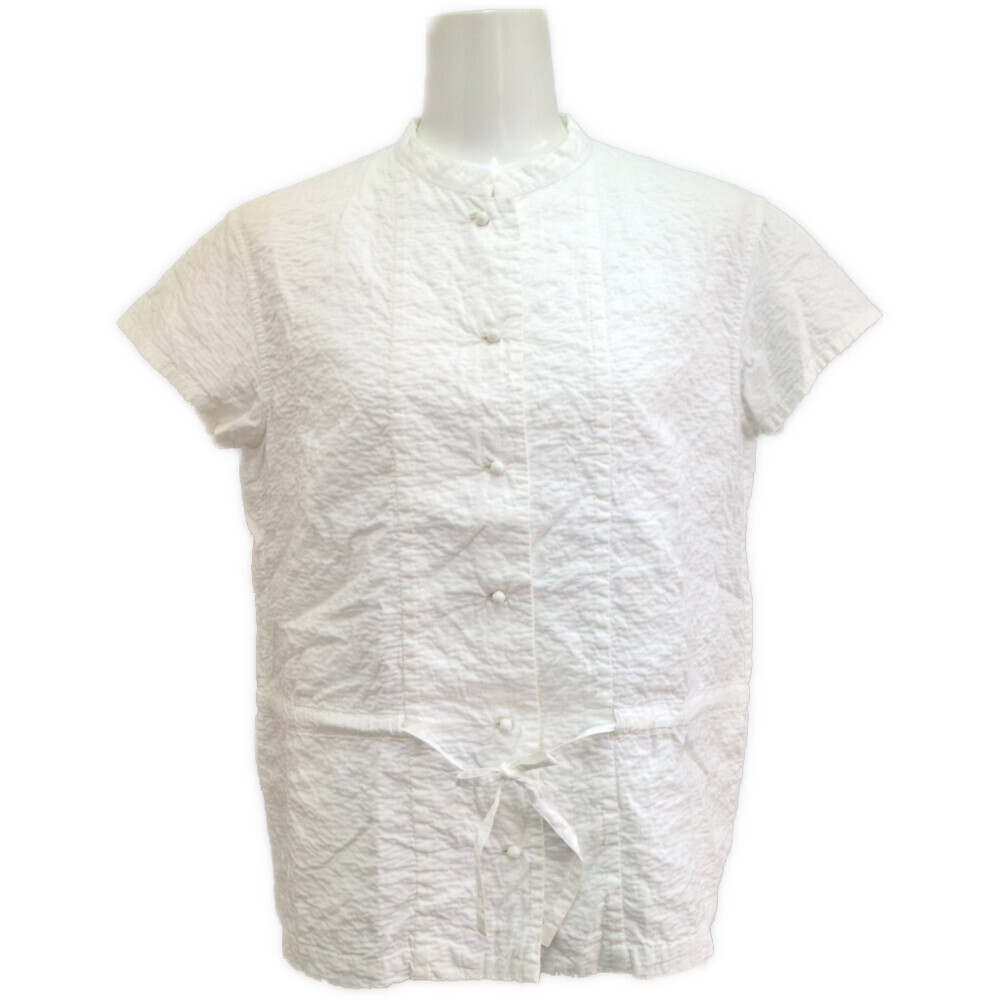 HaaT ISSEY MIYAKE ハートイッセイミヤケ ノーカラー 半袖 シャツ ブラウストップス HA54FJ572 2 ホワイト ■614154拍卖