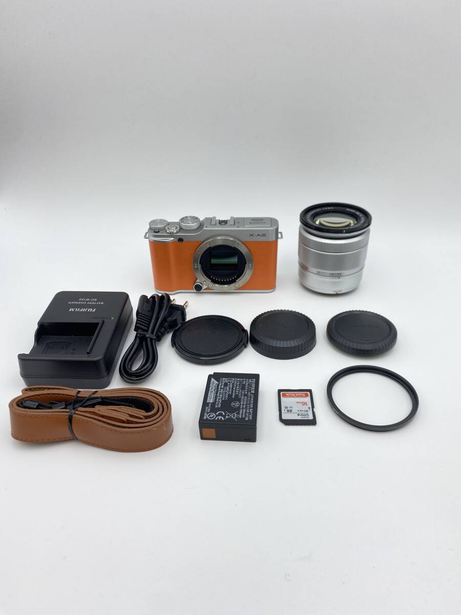 【動作確認済】FUJIFILM X-A2 16-50mm レンズキット オレンジ シルバー拍卖