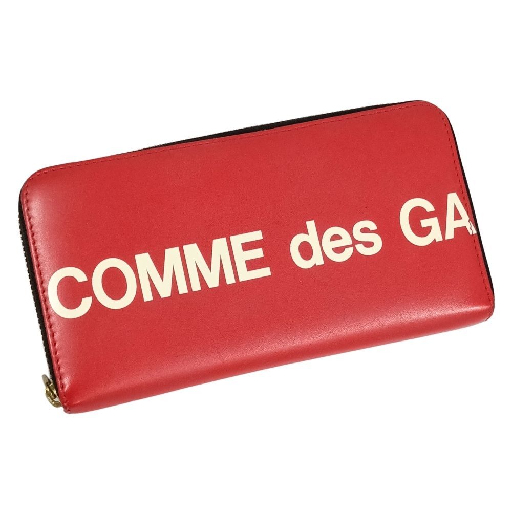 COMME DES GARCONS コムデギャルソン ロゴ ラウンドジップ レザー ウォレット 長財布 レッド 正規品 / 41031拍卖