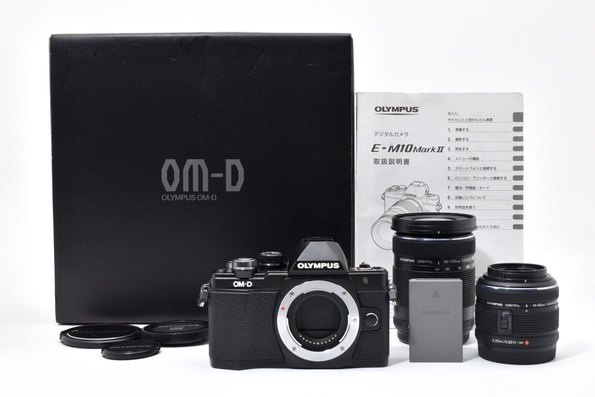 【箱付き・シャッター数1618回】 OLYMPUS オリンパス OM-D E-M10 Mark II ダブルレンズキット ミラーレス一眼カメラ #4414拍卖