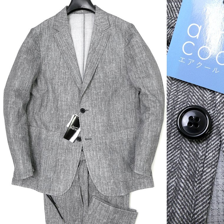 新品 Pajama SUITS 高通気 air cool プリント メッシュ セットアップ スーツ M 灰 【J49390】 春夏 サマー メンズ ジャケット パンツ拍卖