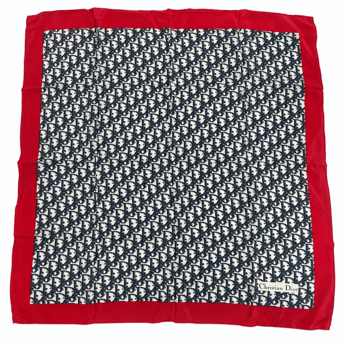美品 Christian Dior クリスチャンディオール トロッター柄 絹100% シルク スカーフ!拍卖
