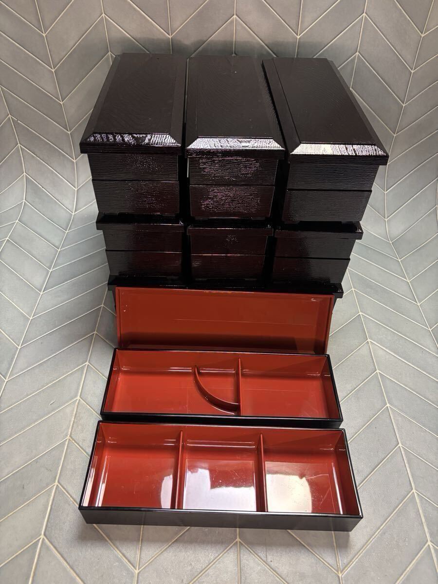 業務用 弁当箱 大寿弁当 黒渕朱 二段 松花堂②拍卖