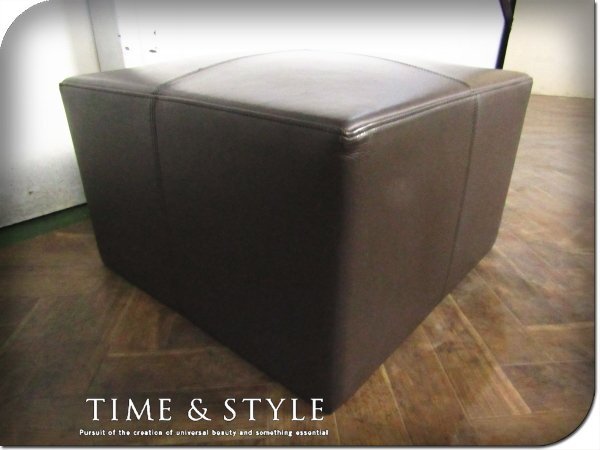 ■展示品■TIME&STYLE■最高級■MARCUS/マーカス■1-201■茶総革■ハイクラス■モダン■スツール/オットマン■20万■khhx2834k拍卖