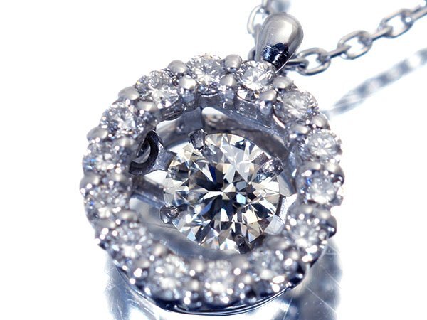 1円~【ジュエリー極】踊る輝き!極上天然1粒ダンシングダイヤモンド0.441ct&脇ダイヤ0.18ct 高級Pt900&Pt850ネック k1766og【送料無料】拍卖