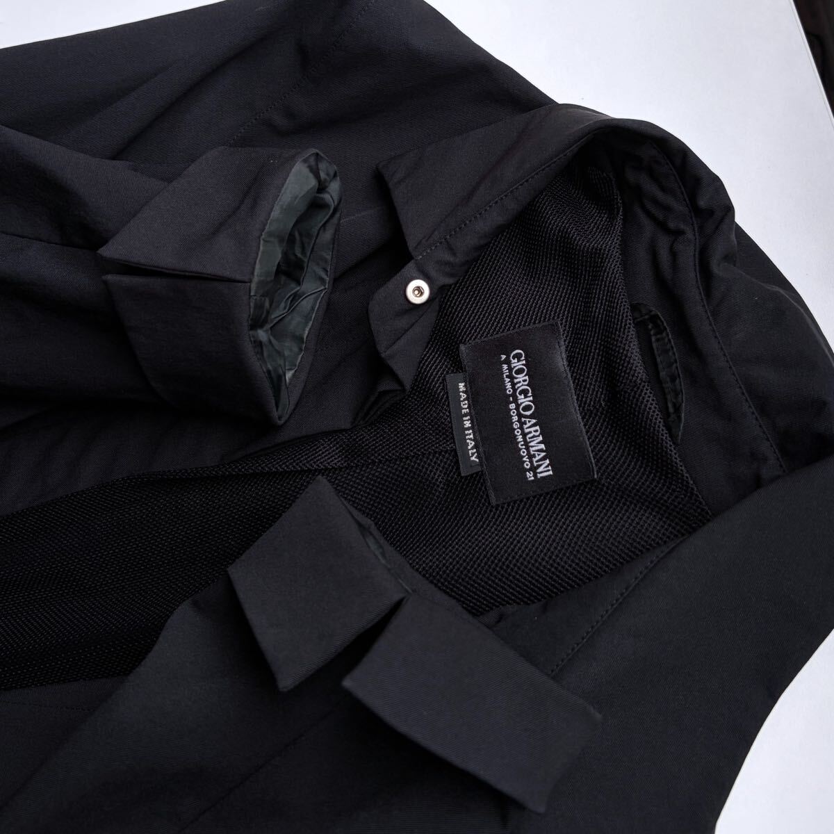 最高峰 GIORGIO ARMANI A BORGONUOVO 21 ナイロンコート 一点モノ 90年代 ヴィンテージ MADE IN ITALY 漆黒ブラック モノトーン拍卖