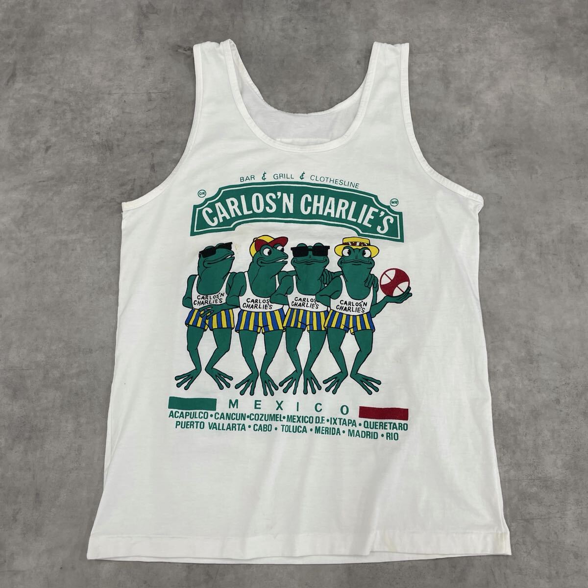 タンクトップ 白 古着 ノースリーブ ヴィンテージ vintage 80s Tシャツ アメリカ製 USA製拍卖