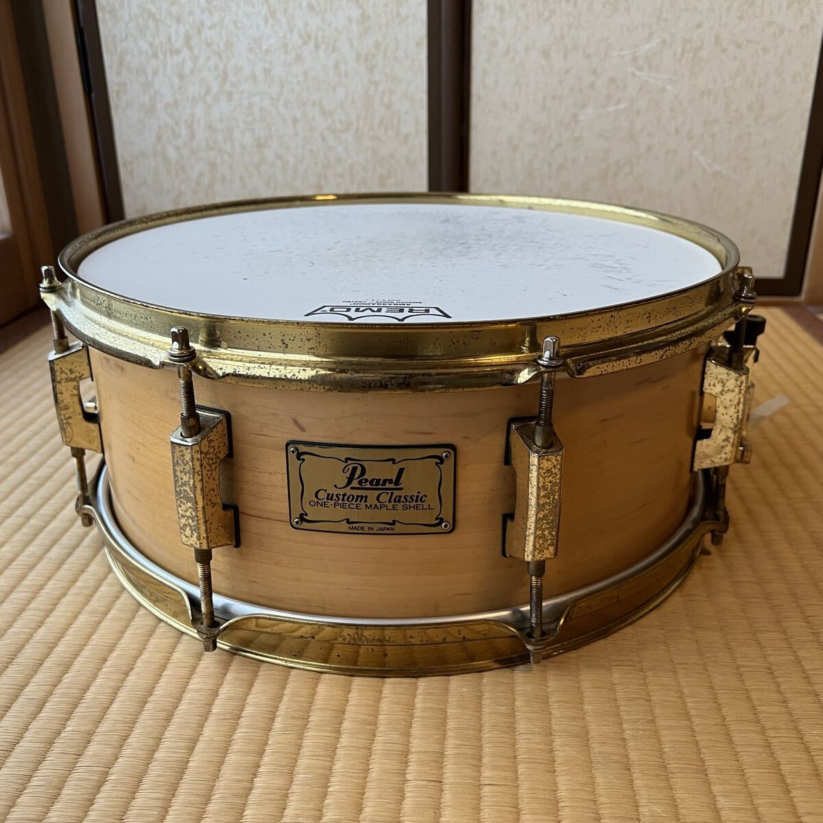 ブラスフープ仕様 Pearl Custom Classic スネアドラム ONE-PIECE MAPLE SHELL 14”×5.5” japan vintage拍卖