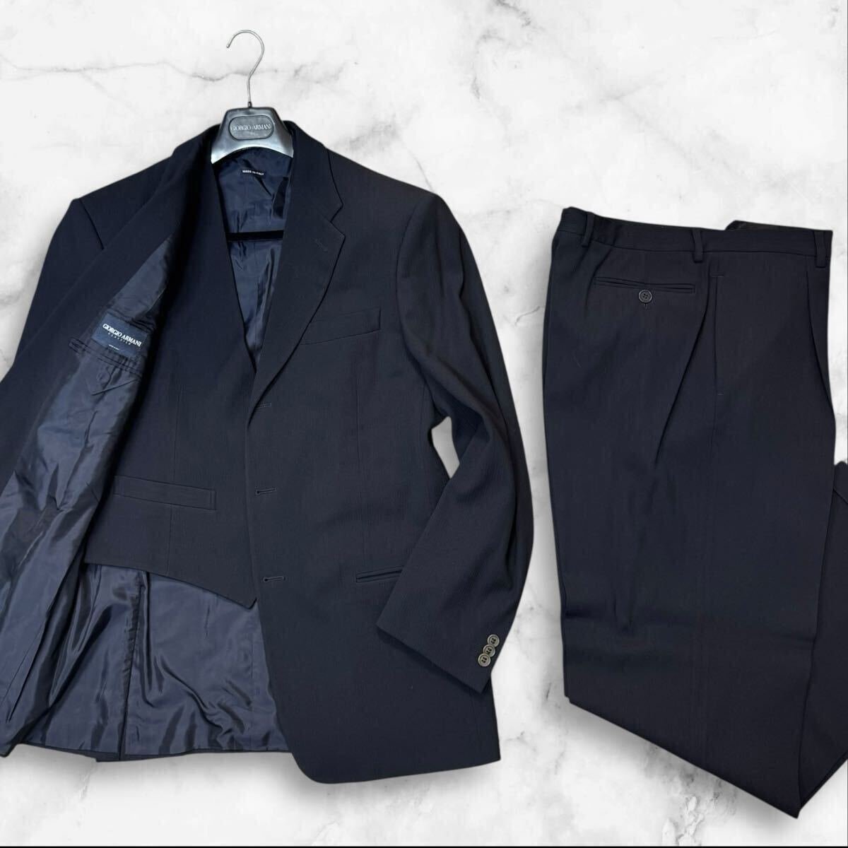 KM04 GIORGIO ARMANI『帝王の頂き』ジョルジオアルマーニ◇最上位ライン◇ 極上のウール&シルク 定価70万 50 XL位 スーツ スリーピース 拍卖