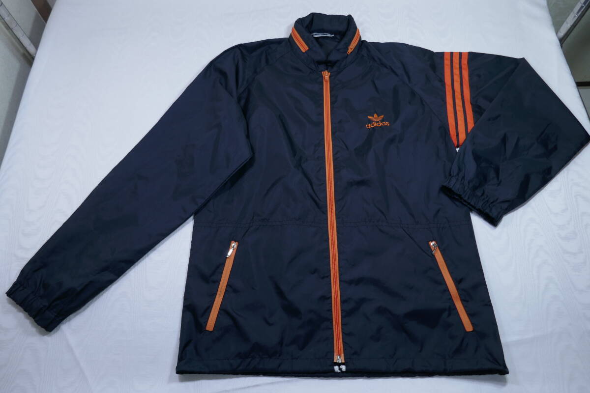 ビンテージ オールド アディダス adidas ウインドブレーカー Lサイズ ADS-200 ブラック&オレンジ デサント (検 昭和拍卖